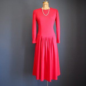 80's Wool Blend Long Sleeve Midi Dress by Lanz Originals